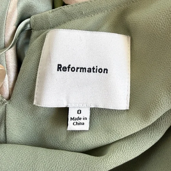 Reformation Green Floral Silk Halter Maxi Dress | Size 0 - Picture 2 of 9